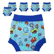 Splash About Happy Nappy 游泳尿布褲 魚/皇家藍色 適合3-8個月大的寶寶, M(6~11kg), 6件