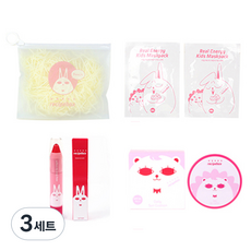 食譜盒 Easy Clean 旅行兒童化妝套組 4 件, 便攜袋 + 兒童面膜 2p + 唇筆 + 日常防曬氣墊, 3組