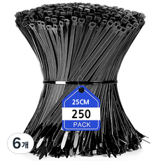 O-ON 高強度大容量超強力中型束線帶 250入, 黑色, 6個