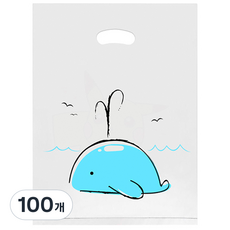 마켓감성 귀여운 캐릭터 비닐 봉투, 고래, 100개