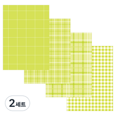 Iciel design 素色格紋6孔活頁手帳補充內頁4件組 淺綠色, 2套