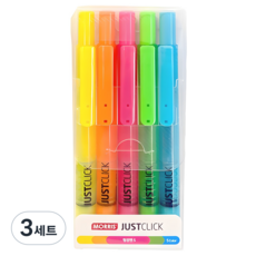 Justclick 螢光筆S組, 黃色+橘色+粉紅色+天藍色+黃綠色, 3套