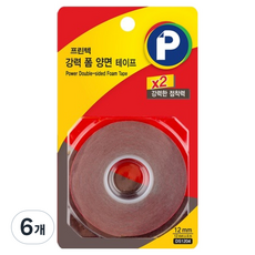 프린텍 강력 폼 양면 테이프 DS1204 12mm x 4m, 폼 회색, 6개
