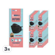 MPLUS 미세먼지 황사마스크 소형 KF80, 50개입, 3개, 블랙