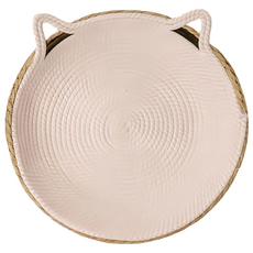 藤編貓窩棉繩四季通用貓抓板, 1個, 粉白色