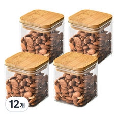 inbloom 原木蓋方形耐熱玻璃瓶, 12個, 480ml