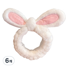 淘氣姐妹 可愛兔耳洗臉髮帶, 6個, 白色