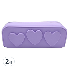 타이탄 하트 실리콘 필통, 라벤더 보라색, 2개