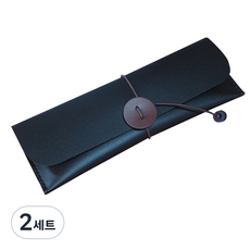 더보테가 핸드메이드 가죽 필통 + 펜슬캡 세트 각인 무, 풀그레인 블랙, 2세트