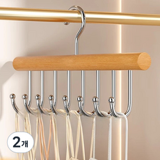 스모글 다용도 원목 8구 잡화 속옷걸이, 베이지, 2개