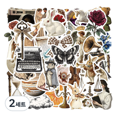 다다랜드 맥북 캐리어 꾸미기 감성 스티커 50p 세트, 엔티크, 2세트