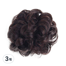 HiYuni 大丸子頭抓夾式髮片, 3個, 深棕色