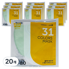 블루본 베이직 31컬러 마스크 초소형 KF80, 애플민트, 20개, 1개입