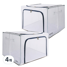마켓플랜 투명 메쉬 리빙박스 80L, 네이비, 4개