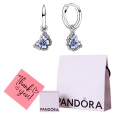 PANDORA 潘多拉 藍色蝴蝶圈式耳環 290778C01