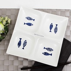 PAULUS 魚印花4格方盤, 單色, 1入