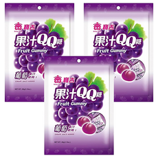 義美 寶吉果汁QQ糖 葡萄, 88g, 3包