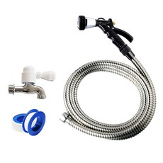 含花灑軟管 5m+ 臥式龍頭+水管修補膠帶, 1組