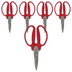 PANRICO 百利世 7吋多用途不銹鋼專業剪刀, 可剪1mm以下鋼線, 圓形物不滑動, 5支, 紅色