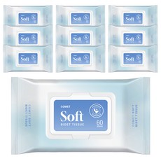 코멧 소프트 부드러운 비데티슈 캡형, 10개, 60매, 55g