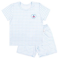 Maykids 無螢光格紋紅莓五分莫代爾家居服上下套裝