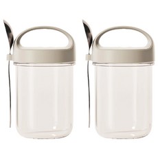 隔夜燕麥罐 Set, 附贈小湯匙, ABS + 鈉鈣玻璃材質, 2個