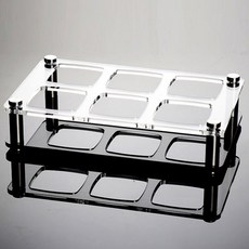 威士忌酒杯方形6孔杯架 19.5*12*4cm, 透明+黑色, 1個