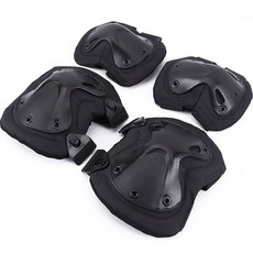 戰術護膝 2入 + 戰術護肘 2入組 AA233, Black, 1組