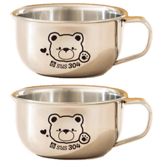 Aurafam 兒童304不鏽鋼漱口杯 220ml, 小熊, 2個