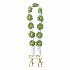 編織花朵手機繩, 1條, 深綠色