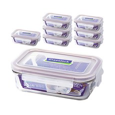 글라스락 퍼플에디션 직사각 밀폐용기, 8개, 400ml