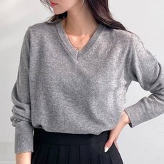女款V領長袖針織衫
