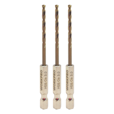 WORKPRO 六角柄鈷鋼鑽頭 不鏽鋼用 3mm WP400303, 3個