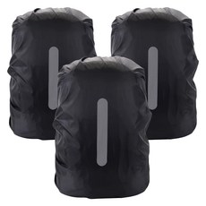 反光背包防雨罩3件組 容量45-70升 防水滌綸 高彈性束口設計, 1組, 黑色