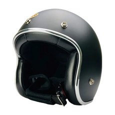 EVO 精裝銀邊款復古騎士安全帽 附冰絲面罩 顏色隨機, 消光黑