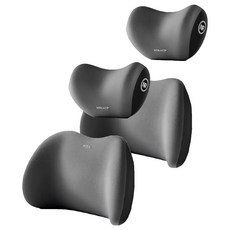 汽車記憶靠枕套裝，記憶棉+合成纖維，頭枕約26*18*12CM，靠枕約40*30*10CM, 深灰色, 2組