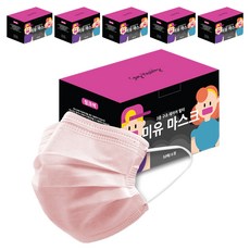 MAME 孩童用3層防護平面口罩 S號, 50入, 6盒, 粉紅色