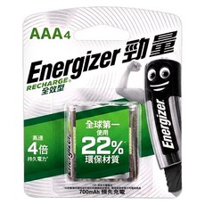 Energizer 勁量 全效型鎳氫充電電池 4號, 4顆, 1組