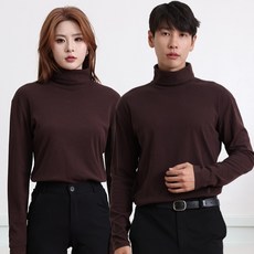 TURNKEY 男女通用大尺碼超彈力高領T恤 FT-167, 棕色