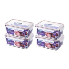 글라스락 퍼플에디션 직사각 밀폐용기, 4개, 1.9L