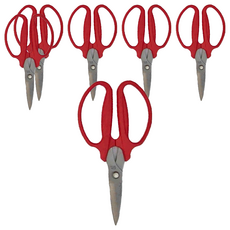 PANRICO 百利世 7吋多用途不銹鋼專業剪刀, 可剪1mm以下鋼線, 圓形物不滑動, 6支, 紅色