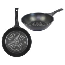 키친아트 뉴 티타늄 코팅 프라이팬 세트 2개, 블랙, 프라이팬 28cm + 궁중팬 24cm, 1세트