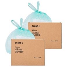 크린아이 보송보송 손잡이 봉투 베이비파우더향 2호 300매, 8L, 2개