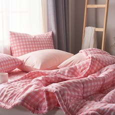 gBEDDING Jelly格紋超細纖維桃皮感四季薄被寢具組