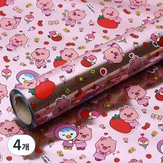 POPO FANCY Coco Plus with Pororo 金屬光澤捲筒包裝紙 26.5cm x 12m, 4個, 粉紅色