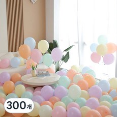 피앤비유니티 마카롱 라운드 풍선 25cm, 03 무지개톤, 300개
