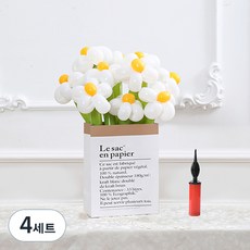 피앤비유니티 DIY꽃풍선선물 10p + 풍선펌프 + 종이봉투 세트, 01 데이지 화이트, 4세트