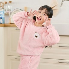 Uravi 兒童珊瑚絨羊羔絨小熊T恤