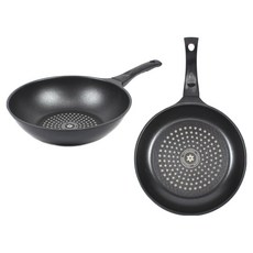 키친아트 뉴 티타늄 코팅 프라이팬 세트 2개, 블랙, 궁중팬 28cm + 프라이팬 26cm, 1세트