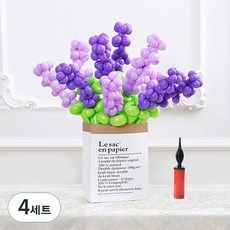 피앤비유니티 DIY꽃풍선선물 10p + 풍선펌프 + 종이봉투 세트, 06 라벤다, 4세트